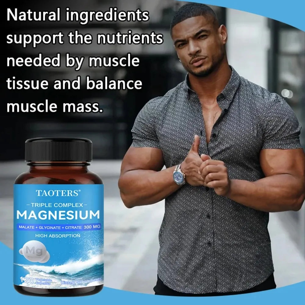 Triple Magnesium Complex Supplement - Contains Magnesium Glycine, Malate, and Citrate To Relax Muscles and Improve Sleep
