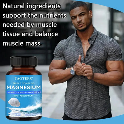 Triple Magnesium Complex Supplement - Contains Magnesium Glycine, Malate, and Citrate To Relax Muscles and Improve Sleep