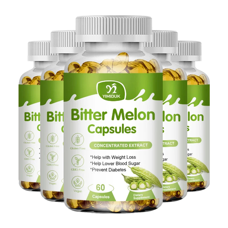Natural Bitter Melon Extract Capsules Help Lower Blood Sugar, Prevent Heatstroke, And Supplement Daily Multivitamins To Burn Fat