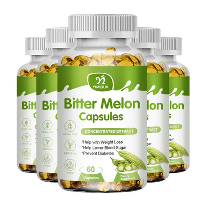Natural Bitter Melon Extract Capsules Help Lower Blood Sugar, Prevent Heatstroke, And Supplement Daily Multivitamins To Burn Fat