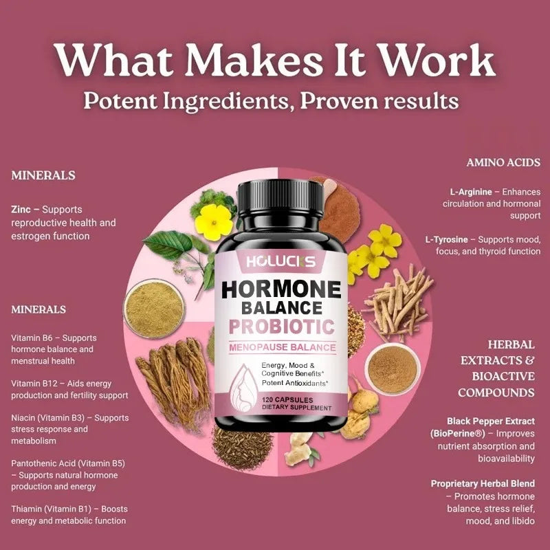 Hormone Balance Probiotic, Supports Menopause Balance, Relieves Fatigue, Mood Swings, Improve Digestion &amp; Metabolism