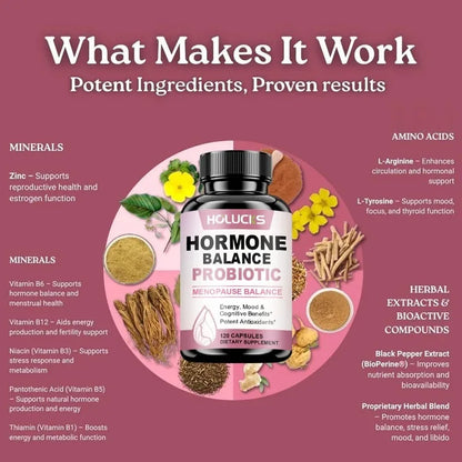 Hormone Balance Probiotic, Supports Menopause Balance, Relieves Fatigue, Mood Swings, Improve Digestion &amp; Metabolism