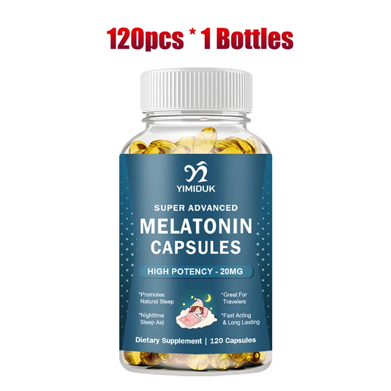 High Potency Melatonin 20 Mg Capsules, for Promotes Natural Sleep, Relaxation and revitalized, GMP Certified, Gluten Free