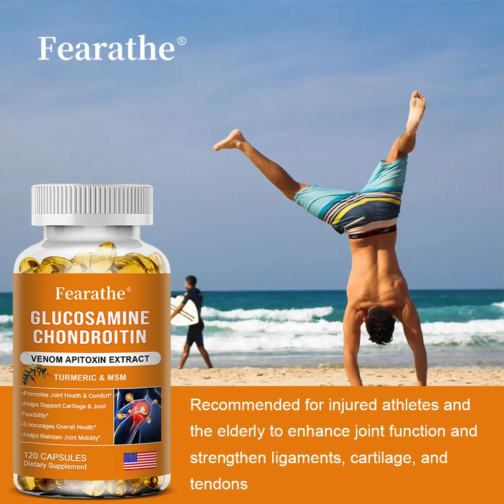 Glucosamine Chondroitin Turmeric and MSM - with Venom Bee Venom Extract, Bone, Joint and Cartilage Capsules