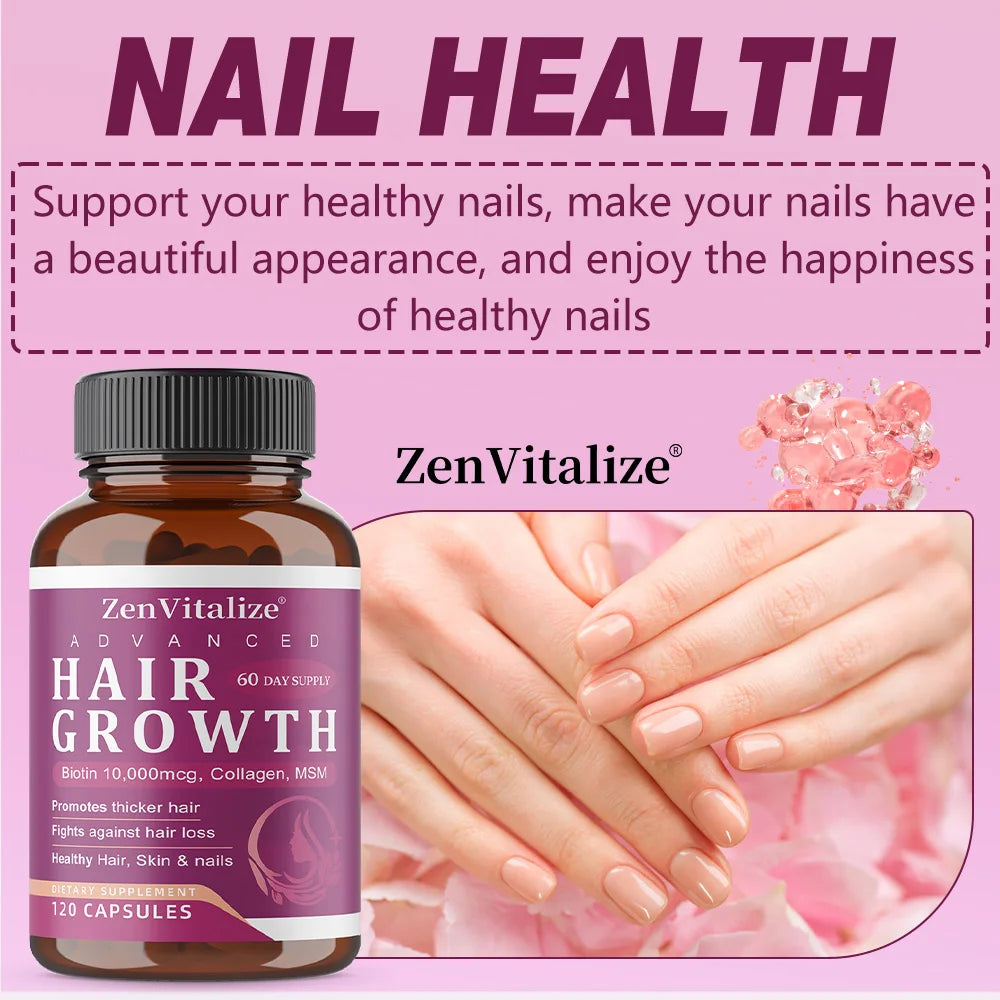 Hair Growth Vitamins for Women and Men - with Biotin &amp; Saw Palmetto, Naturally Regrow Stronger &amp; Healthier Hair, Skin and Nails