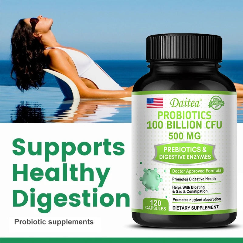 Probiotics 100 Billion CFU with Prebiotics &amp; Digestive Enzymes, Gut Health, Digestion, Bloating Relief &amp; Immune Support