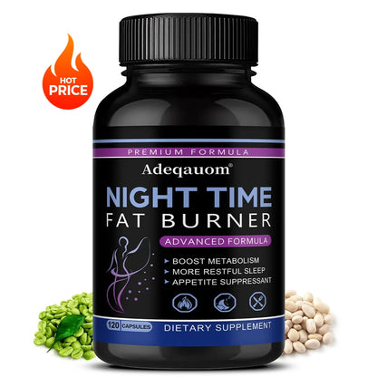 Nighttime Fat Burner Support Capsules, Supports Gentle Metabolism, Digestive Wellness &amp; Restful Sleep, Natural Supplement