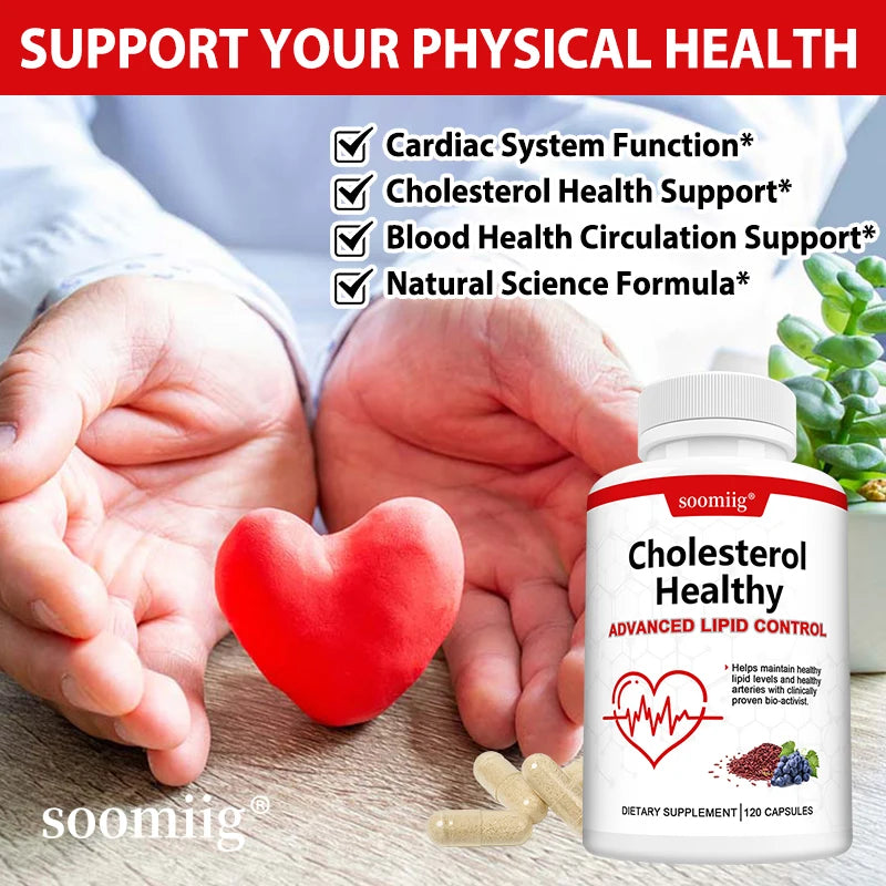 Cholesterol Supplements, Red Yeast Rice &amp; Grape Seed Extract, Supports Heart Health, Cholesterol Balance, Skin &amp; Eye Wellness