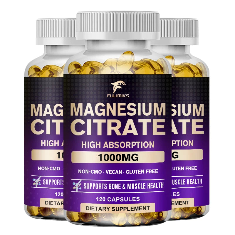 FULIMIKS Magnesium Citrate Supplement, Supports Muscle &amp; Bone Health, Relaxation, Cardiovascular Function, for Adults