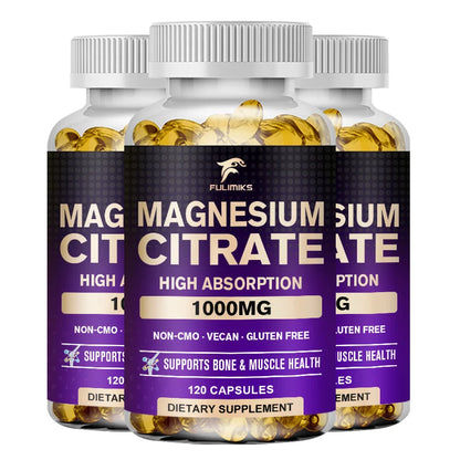 FULIMIKS Magnesium Citrate Supplement, Supports Muscle &amp; Bone Health, Relaxation, Cardiovascular Function, for Adults
