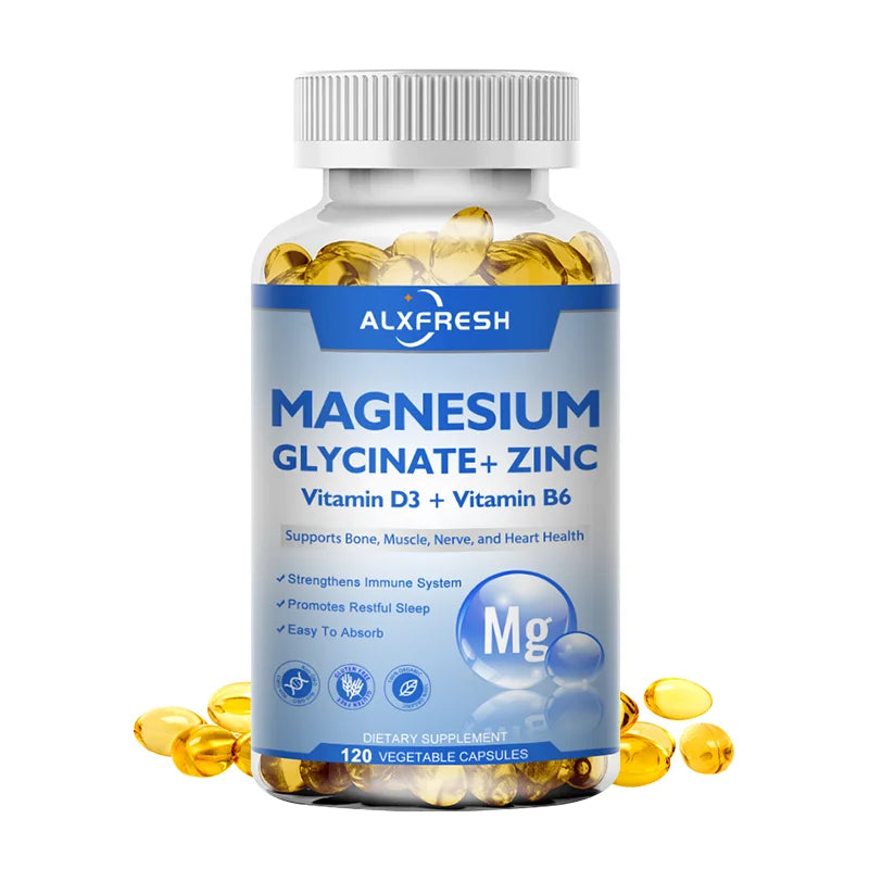 Original Magnesium Glycinate 500mg Supplement – High Absorption for Relaxation, Sleep &amp; Muscle Support - D3 B6 Zinc