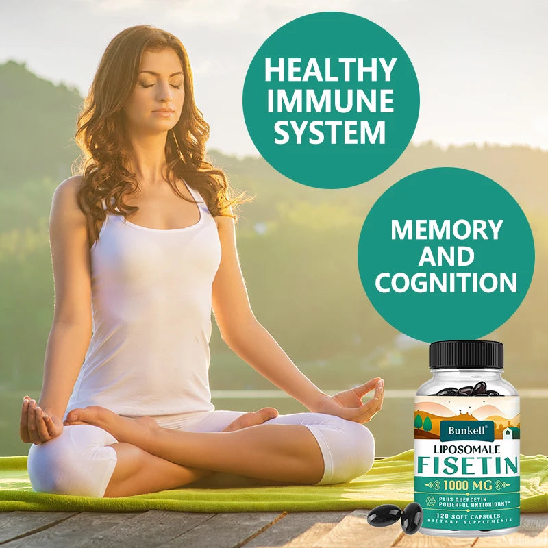 Liposomal Fisetin with Quercetin - High Potency 1000 Mg Combination Antioxidant Supplement for Optimal Health