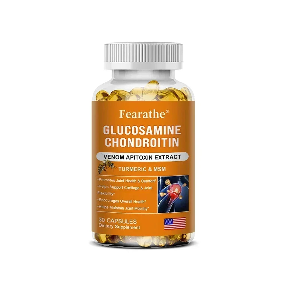 Glucosamine Chondroitin Turmeric and MSM - with Venom Bee Venom Extract, Bone, Joint and Cartilage Capsules