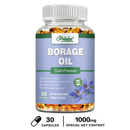 Borage Oil Capsules - Helps Maintain Skin, Joint and Bone Health, Relieves Cellular Stress, and Provides Antioxidant Support