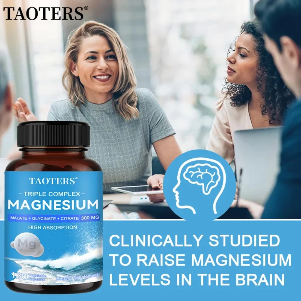 Triple Magnesium Complex Supplement - Contains Magnesium Glycine, Malate, and Citrate To Relax Muscles and Improve Sleep