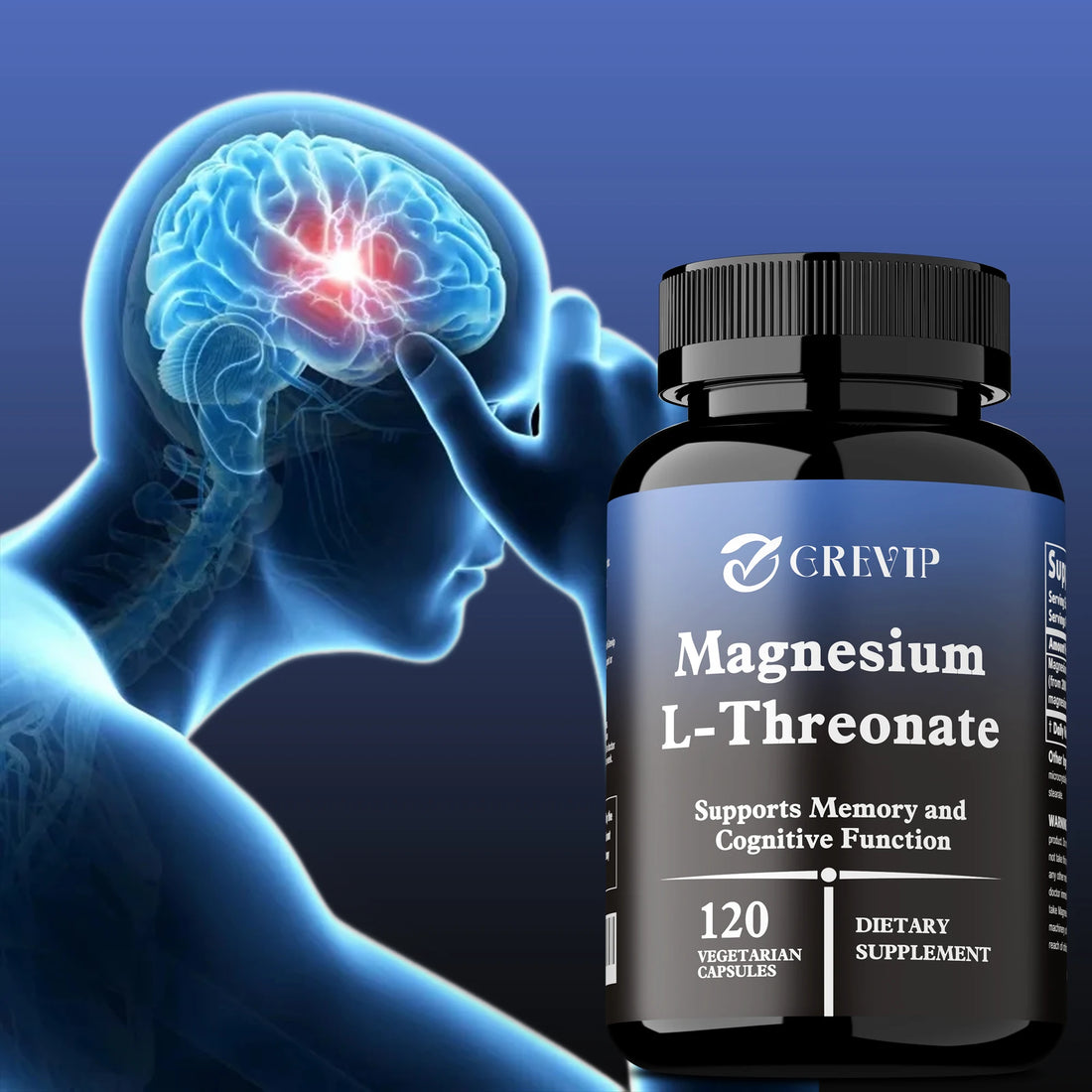 Magnesium L-Threonate Supplement – Promotes Brain Health and Enhances Memory, Boosts Nerve Energy, Sleep Support, Cognition