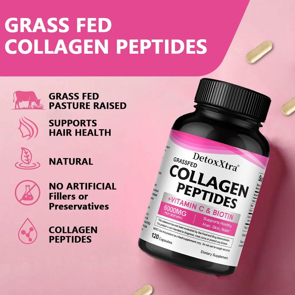 Collagen Supplement with Vitamin C &amp; Biotin – Supports Hair, Skin, Nails, Joints, Bone &amp; Anti-Aging, Skin Whitening Antioxidants