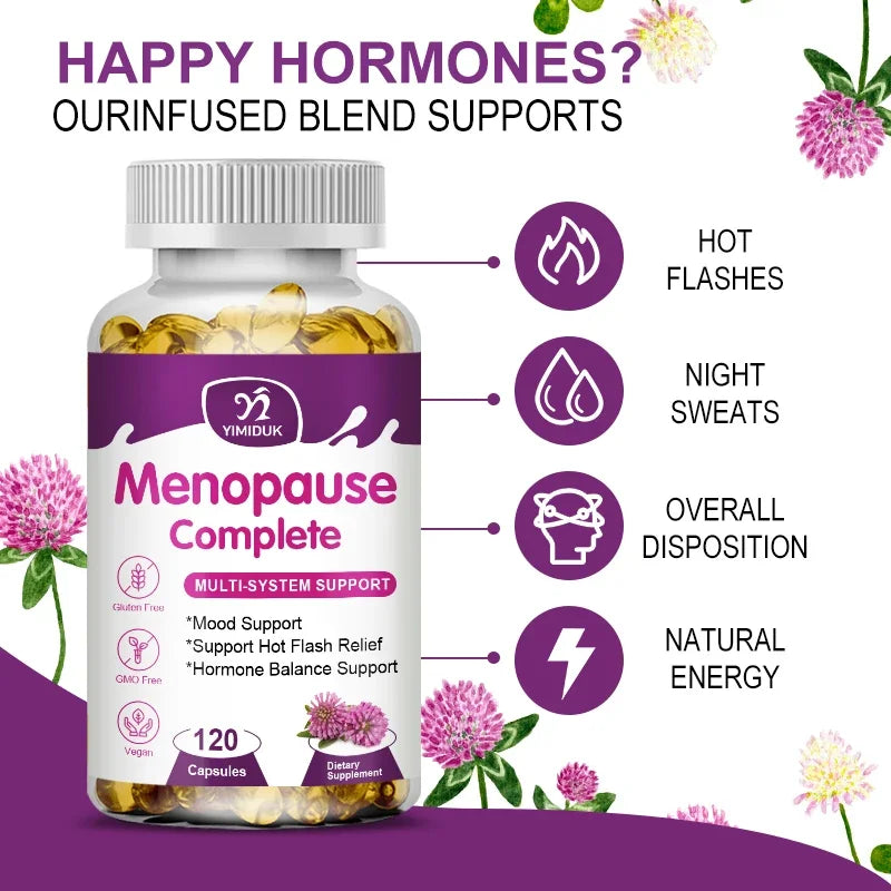 Buy 1 Get 1 Free! Menopause Complete Supplement, for Hot Flash Relief, Hormone Balance &amp; Mood, Soothes Joint Discomfort, Vegan