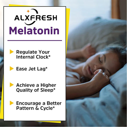 Alxfresh Melatonin 10 mg Supplement Fast Dissolve 60/120 Tablets | Drug Free | Vegetarian, Non-GMO, Gluten Free