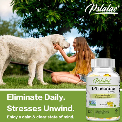 L-Theanine Capsules 200 Mg, 120 Vegetarian Supplement Relieves Stress Supports Healthy Mood and Improves Focus