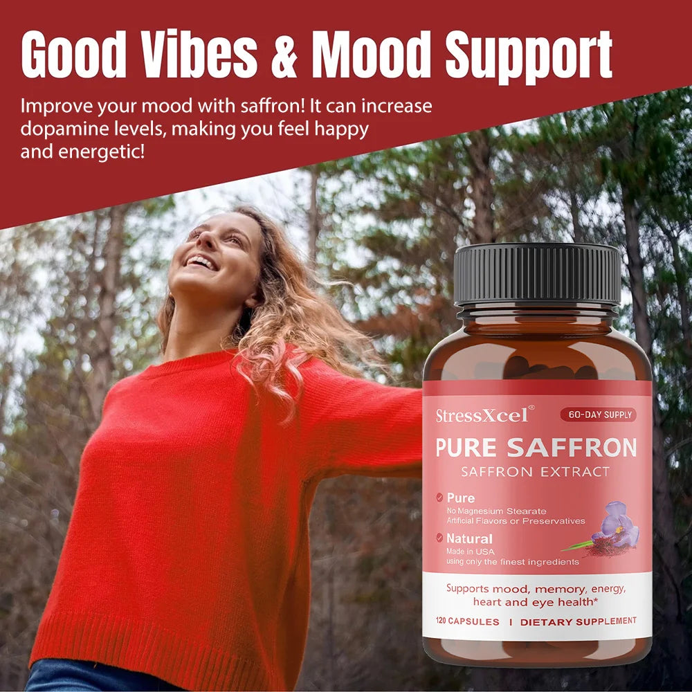 Saffron Supplement, Protects Eye Health, Improves Dull Skin Tone, Promotes Blood Circulation, and Boosts Metabolism