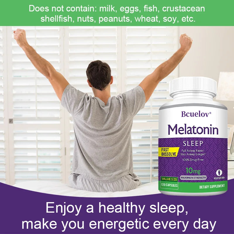 Melatonin 10 Mg Instant 120 Capsules - Natural Flavor, Fall Asleep Faster, Sleep Longer, Natural Sleep Aid