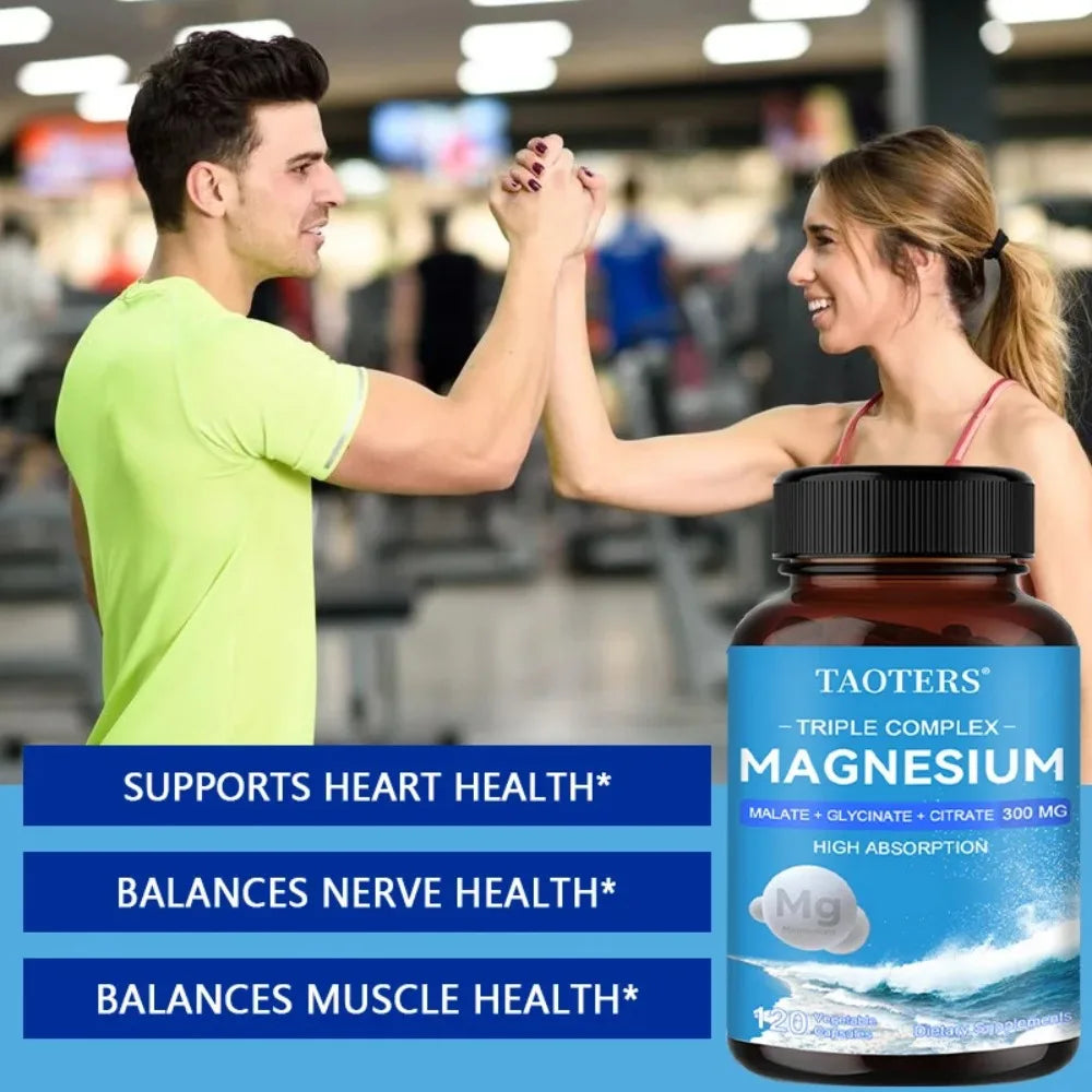 Triple Magnesium Complex Supplement - Contains Magnesium Glycine, Malate, and Citrate To Relax Muscles and Improve Sleep