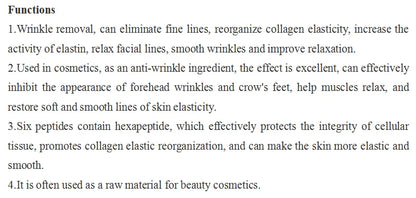 Six Peptide Powder,acetyl Hexapeptide,anti-wrinkle,moisturizing,anti-aging,cosmetic Raw,diy Handmade Make Your Own Solution