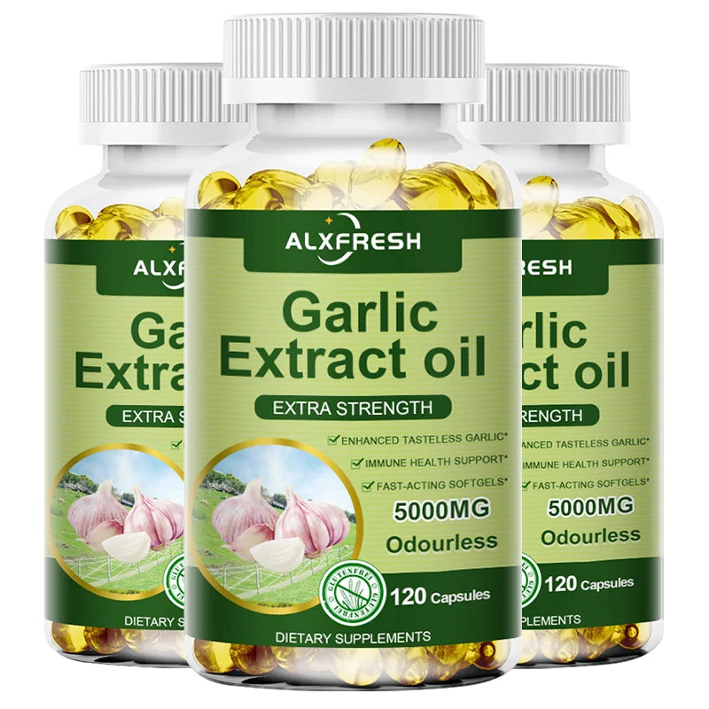 Garlic Oil Capsules Supplement for Balance Cholesterol Levels, Support Heart and Cardiovascular Health, Organic Non-GMO