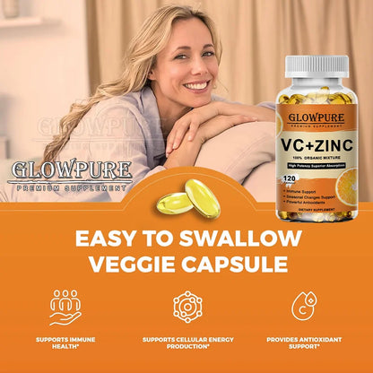 Vitamin C and Zinc Supplement Suuport Antioxidant Protection for Immune, Cellular Energy Production