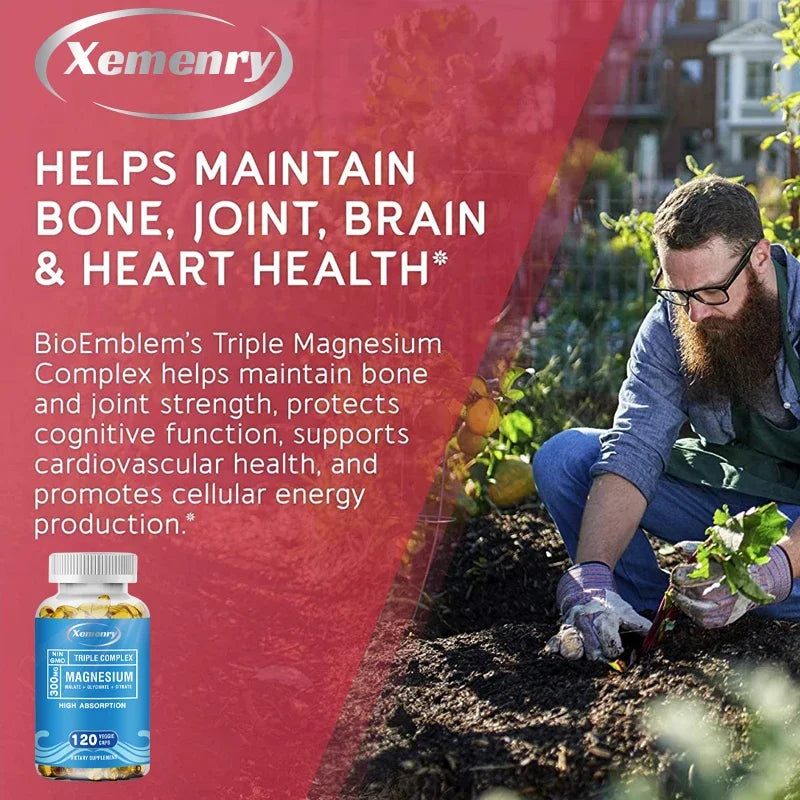 Triple Magnesium Complex Supplement - Contains Magnesium Glycine, Malic Acid, and Citrate To Relax Muscles and Improve SleepSupp