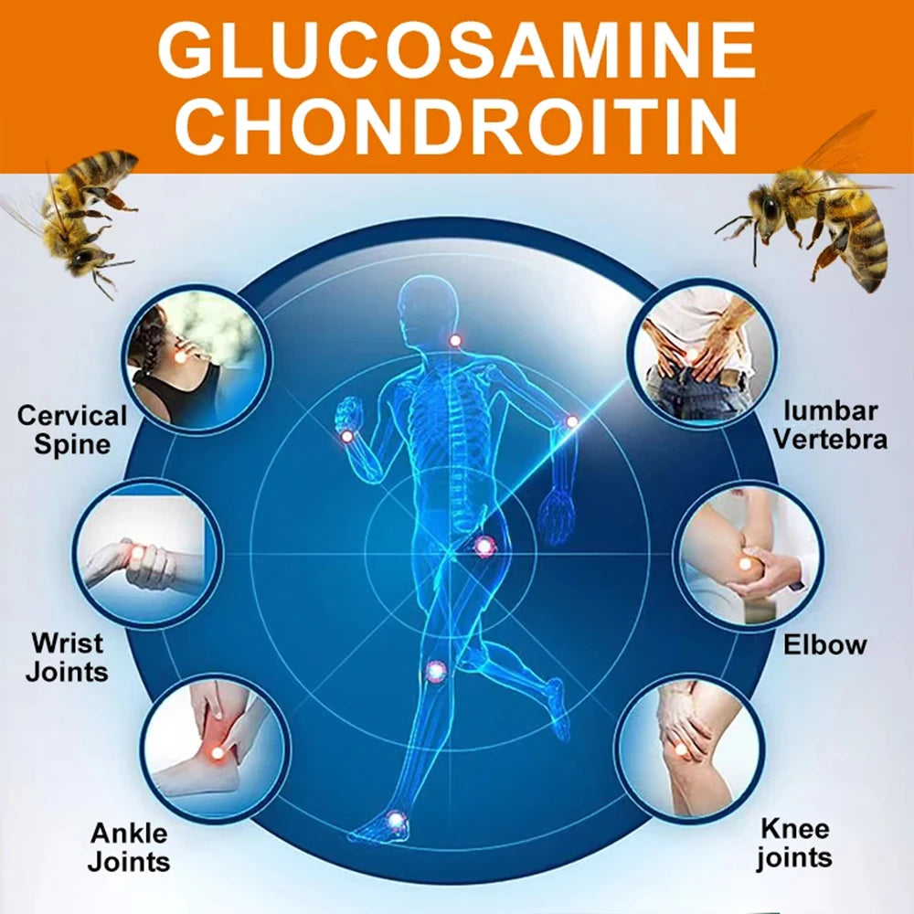 Glucosamine Chondroitin Turmeric and MSM - with Venom Bee Venom Extract, Bone, Joint and Cartilage Capsules