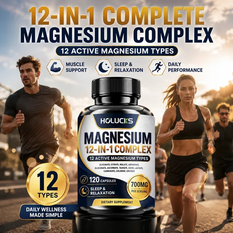 Magnesium Supplement, with Magnesium Glycinate, Supports Muscle, Sleep, Nerve, Heart, Digestive Health, Daily Memory, Vitality