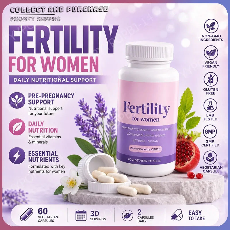 Fertility Support for Women Myo-Inositol Folate Zinc Magnesium Vitamin B12 Pre-Pregnancy Capsules 60 Count