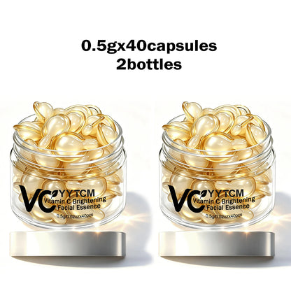 Vitamin C Facial Serum, Moisturizing and Brightening, Firming the Skin, Contains Vitamin E, Retinol, Hyaluronic Acid Facial Skin Care Serum, 18 Capsules/30 Capsules/40 Capsules/50 Capsules/60 Capsules/80 Capsules/100 Capsules