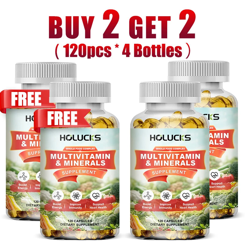 HOLUCKS Multivitamins &amp; Multiminerals Supplement with Methylated Vitamins Chelated Minerals for Energy, Focus &amp; Immune Health