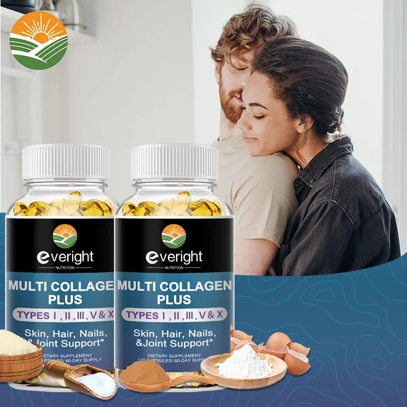 Multi Collagen Pills for Antioxidant Women &amp; Men Natural Skin Care Supplement - Hydrolyzed Protein Collagen Peptides