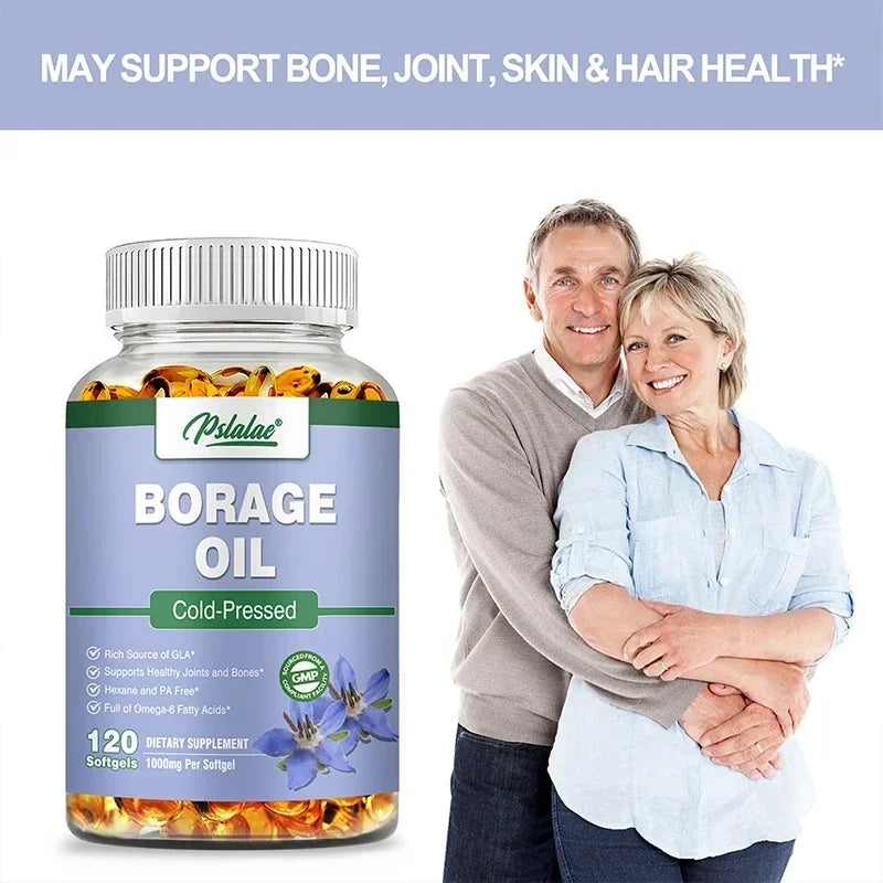 Borage Oil Capsules - Helps Maintain Skin, Joint and Bone Health, Relieves Cellular Stress, and Provides Antioxidant Support
