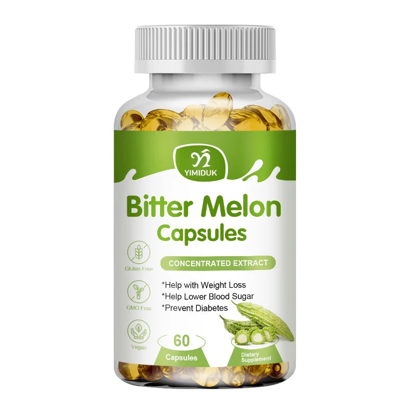 Natural Bitter Melon Extract Capsules Help Lower Blood Sugar, Prevent Heatstroke, And Supplement Daily Multivitamins To Burn Fat