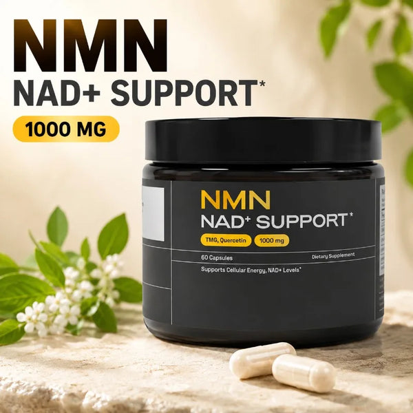 NMN 1000 Mg Capsule Supplement 4-in-1 Formula with TMG, Quercetin & Resveratrol NAD+ Supports Energy Supplement 60 Count