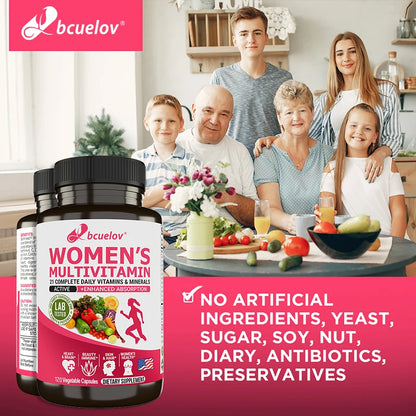 Women’s Multivitamin &amp; Mineral Capsules - Calcium Biotin Zinc, Vitamin A/C/D/E/K/B, Skin Hair Nail Bone Heart &amp; Immune Wellness
