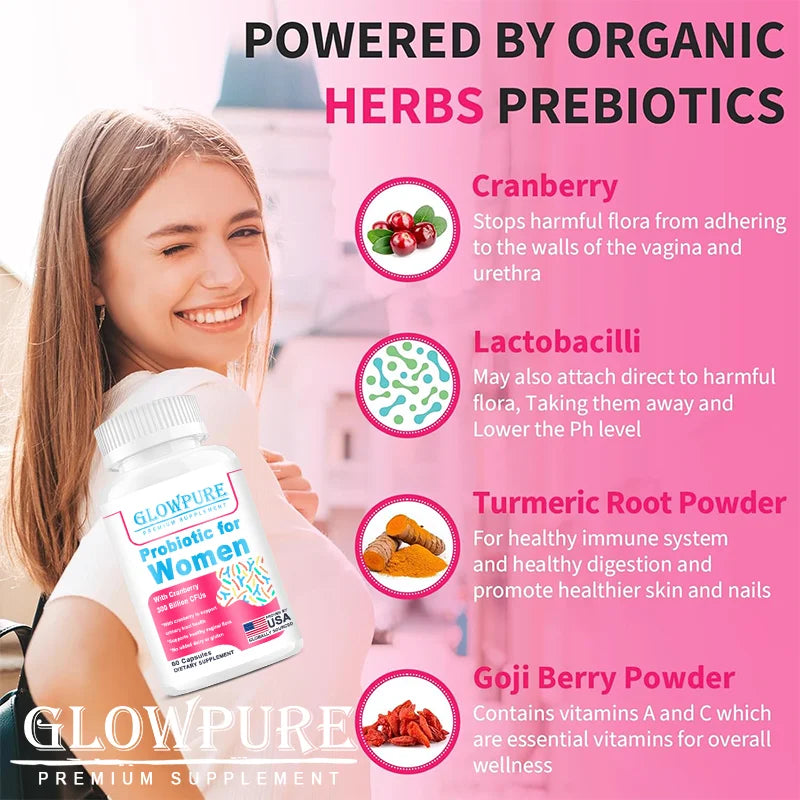 Probiotics for Women 300 Billion CFUs Probiotics 15-in-1 for Vaginal, Urinary Tract, PH Balance, Digestive, Gut, Bloating Health