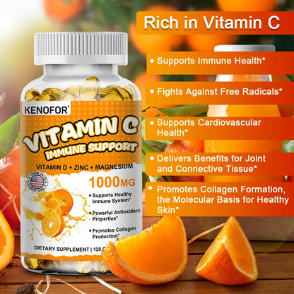 Vitamin C Capsules, Antioxidant, Support Immune System, Cellular Energy Production, Skin Brightening &amp; Collagen Synthesis