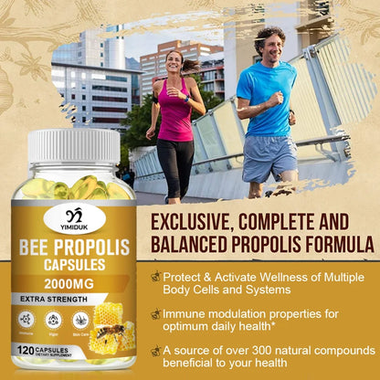Buy 2 Get 2 Free! Strong Bee Propolis Extract Capsules, for Sore Throat, Overall Skin Care, Immune System Booster, Non-GMO