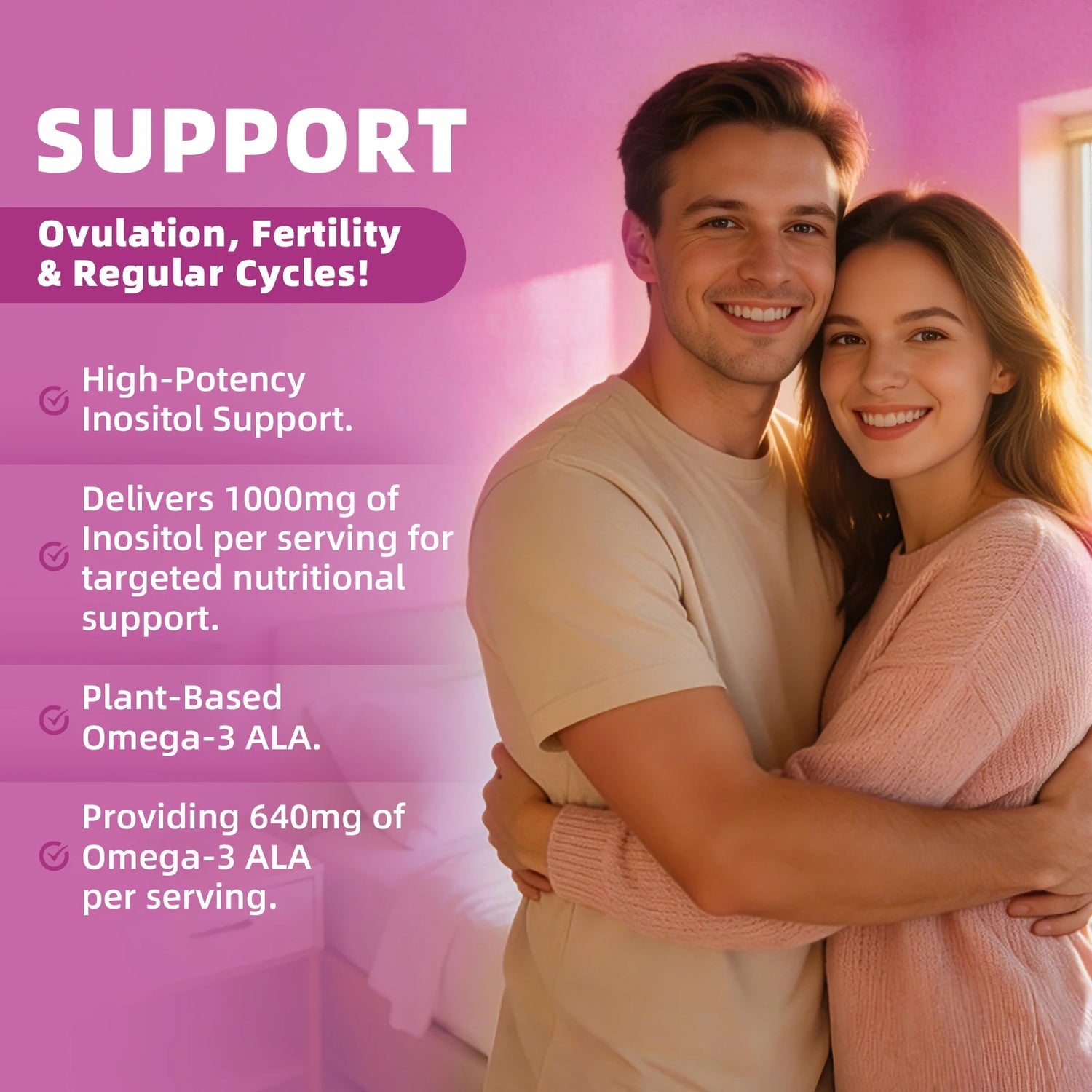 120PCS Inositol Capsule with Omega-3 Supports Ovarian Function,Hormone Balance,Fertility Supplements for Women