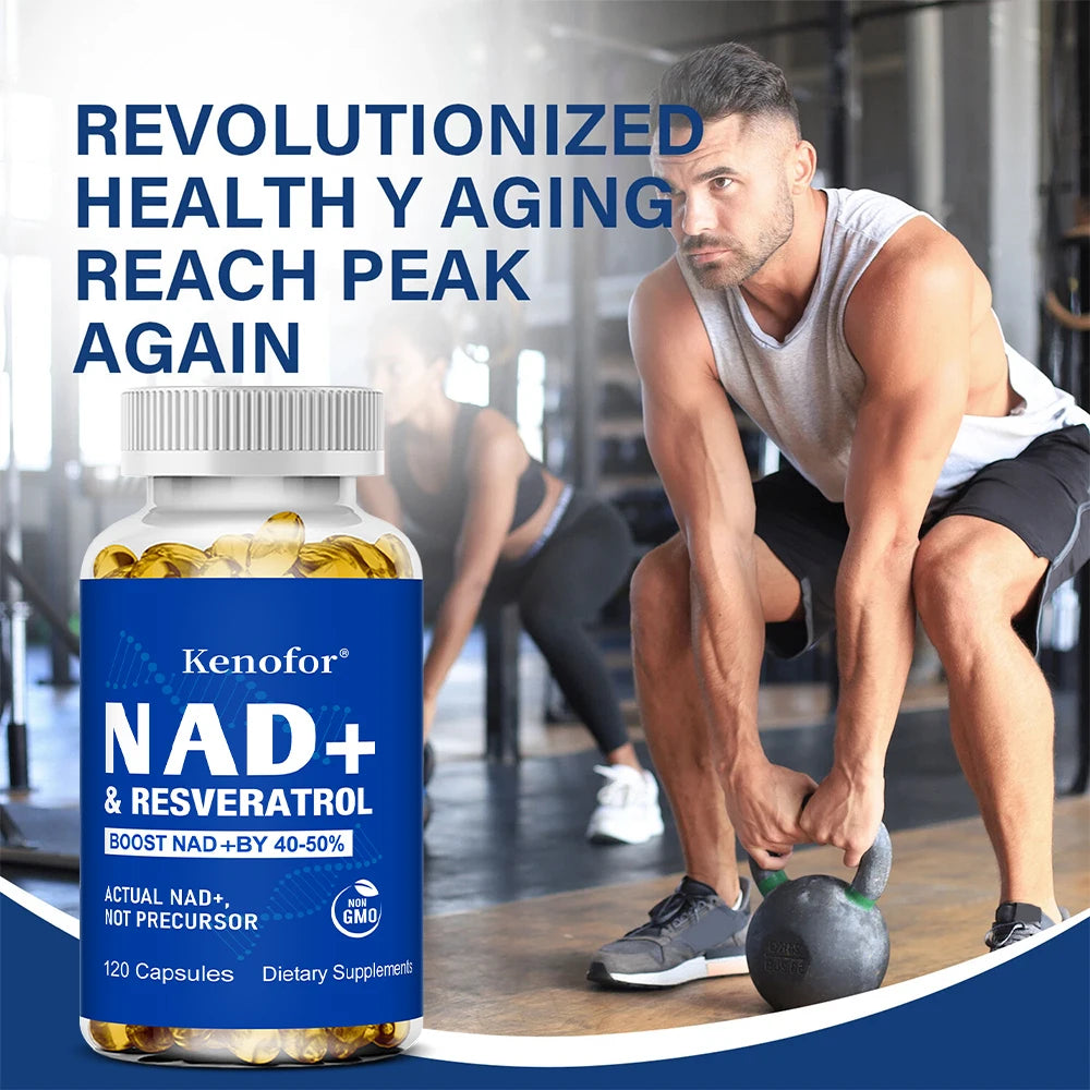 Kenofor NAD+ Supplements with Resveratrol - Anti-Aging, Supports Natural Energy - Improve The Immune System Veggie Capsuels