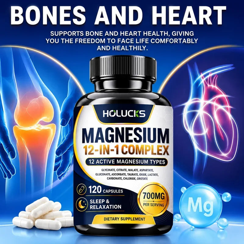 Magnesium Supplement, with Magnesium Glycinate, Supports Muscle, Sleep, Nerve, Heart, Digestive Health, Daily Memory, Vitality