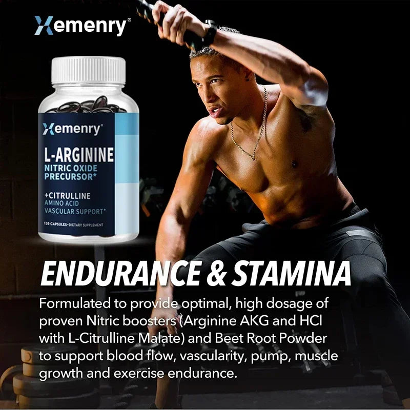 L-Arginine - Nitric Oxide Supplements - Boost Endurance &amp; Strength, Promote Muscle Growth, Improve Performance