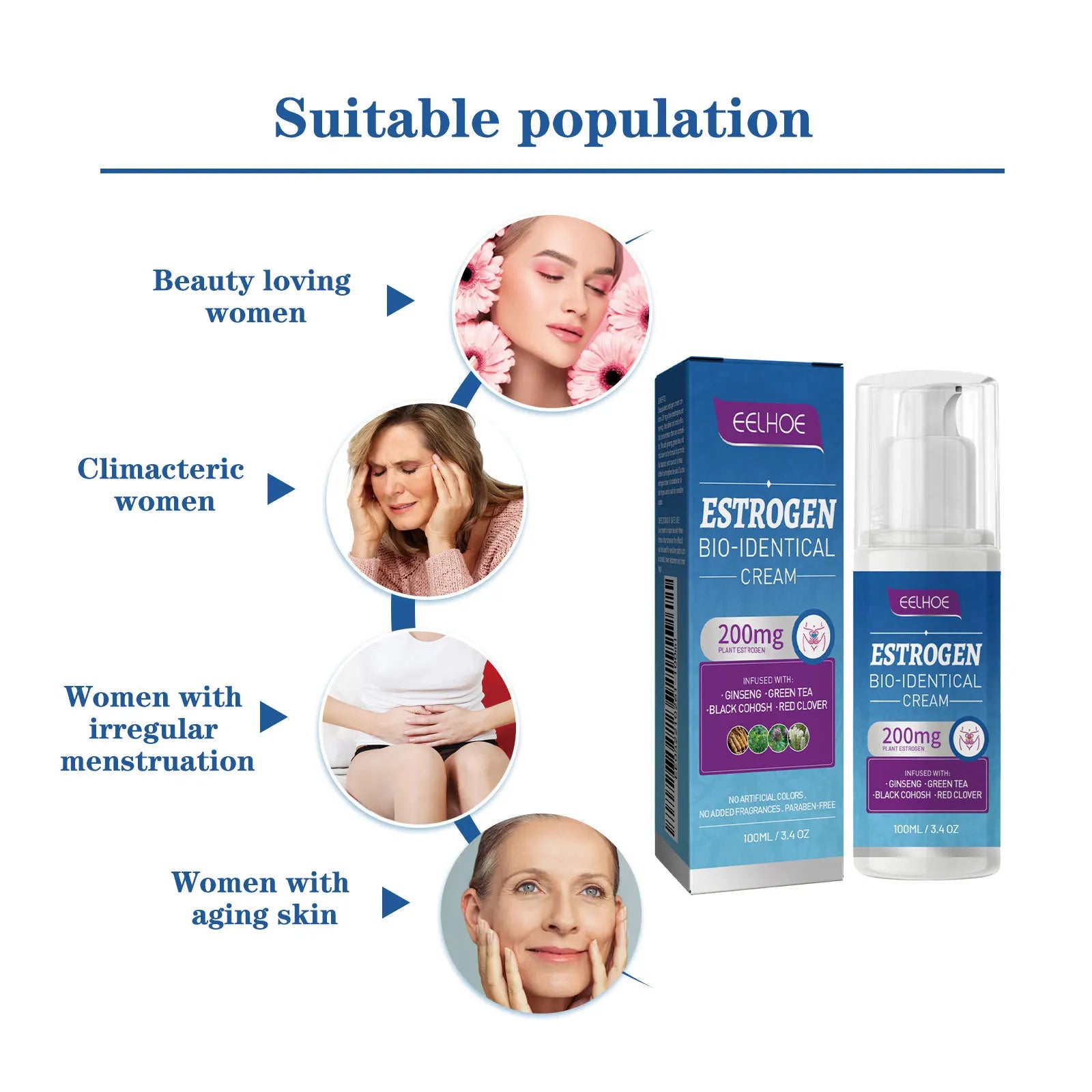 EELHOE Progesterone Cream for Menopause Middle-Aged Elderly Woman Progesterones Women Hormonal Balance Menopause Estrogen Cream