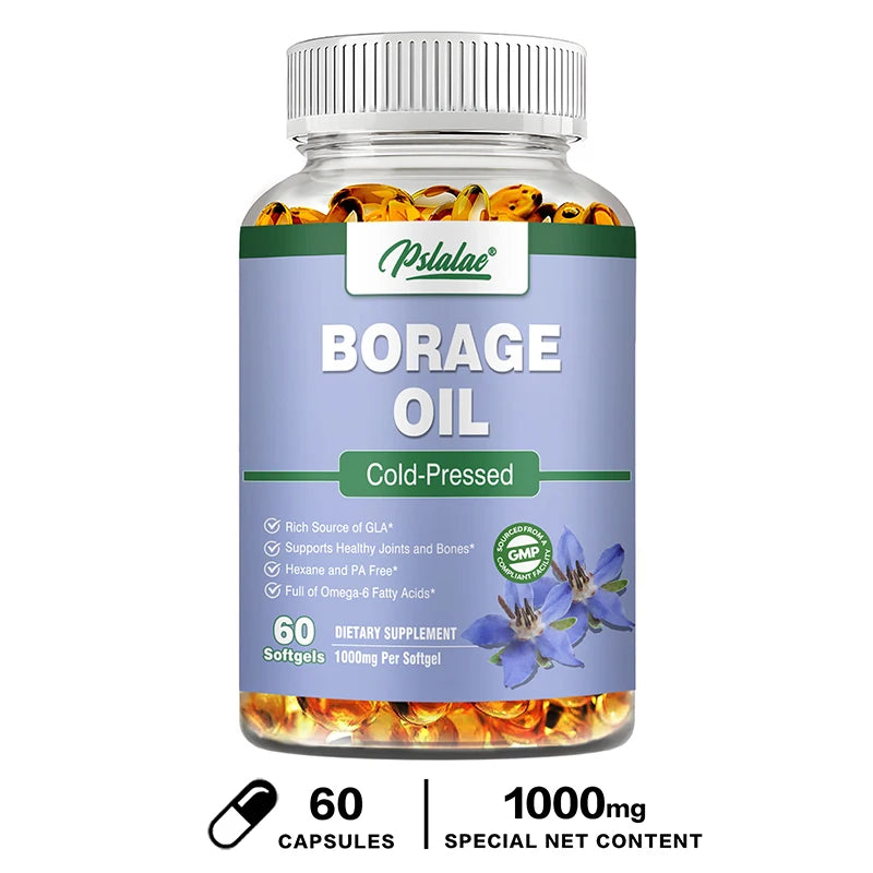 Borage Oil Capsules - Helps Maintain Skin, Joint and Bone Health, Relieves Cellular Stress, and Provides Antioxidant Support
